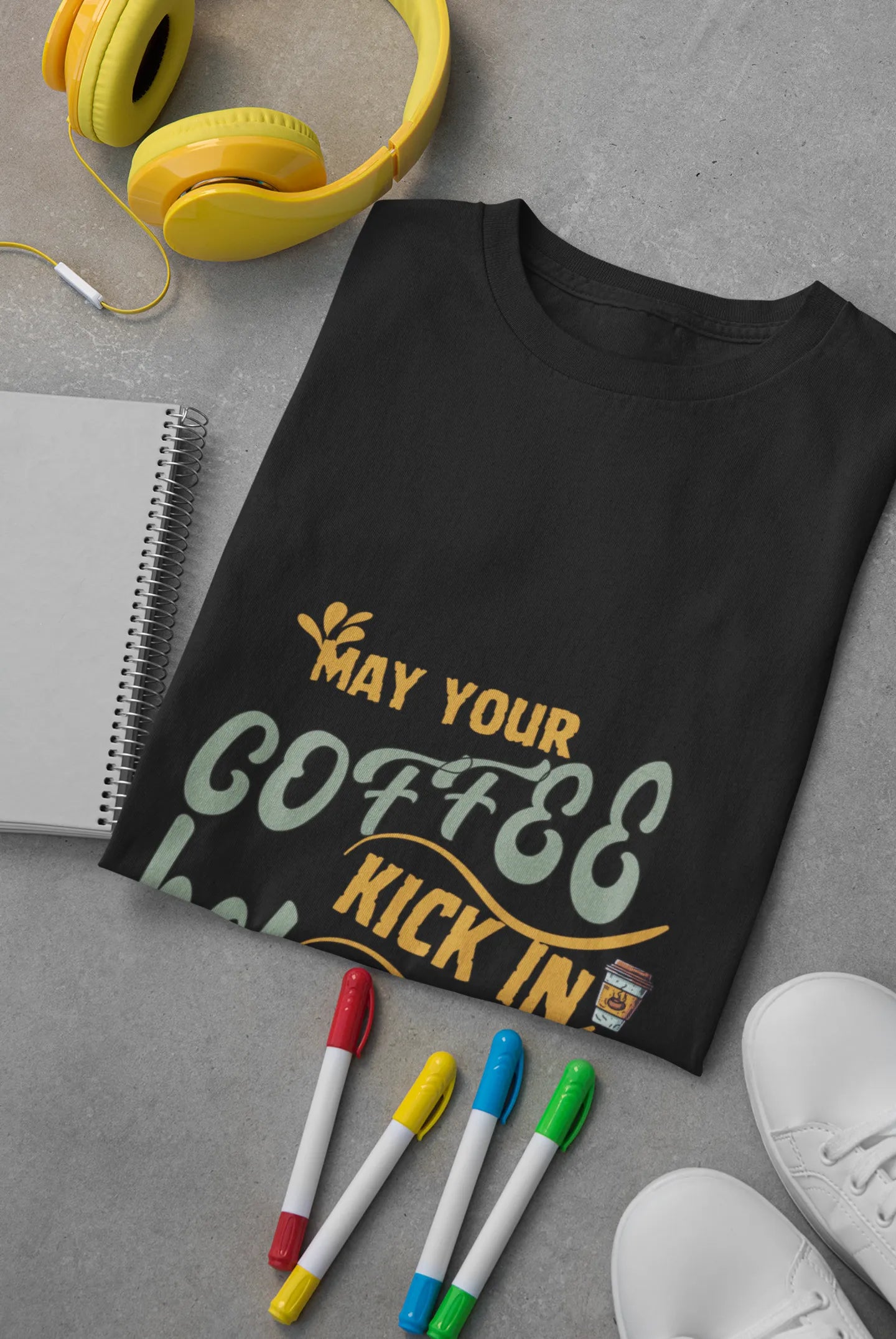 "May Your Coffee Kick In Before Reality Does" | Men’s Coffee Lovers T-shirt