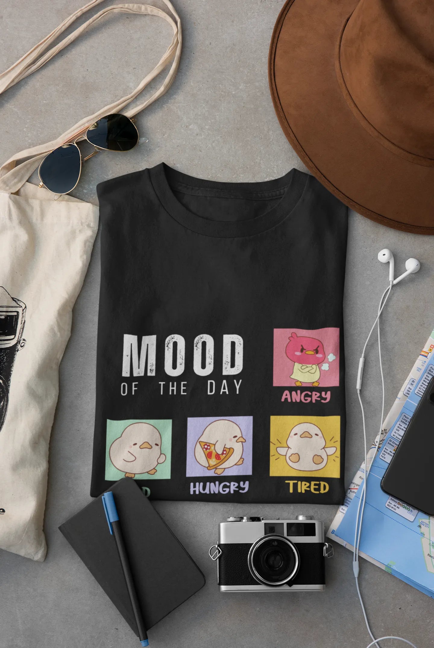 "Mood Chick Emotions T-Shirt – Cute Kawaii Cartoon Tee" | Men’s T-shirt for Animal Lovers