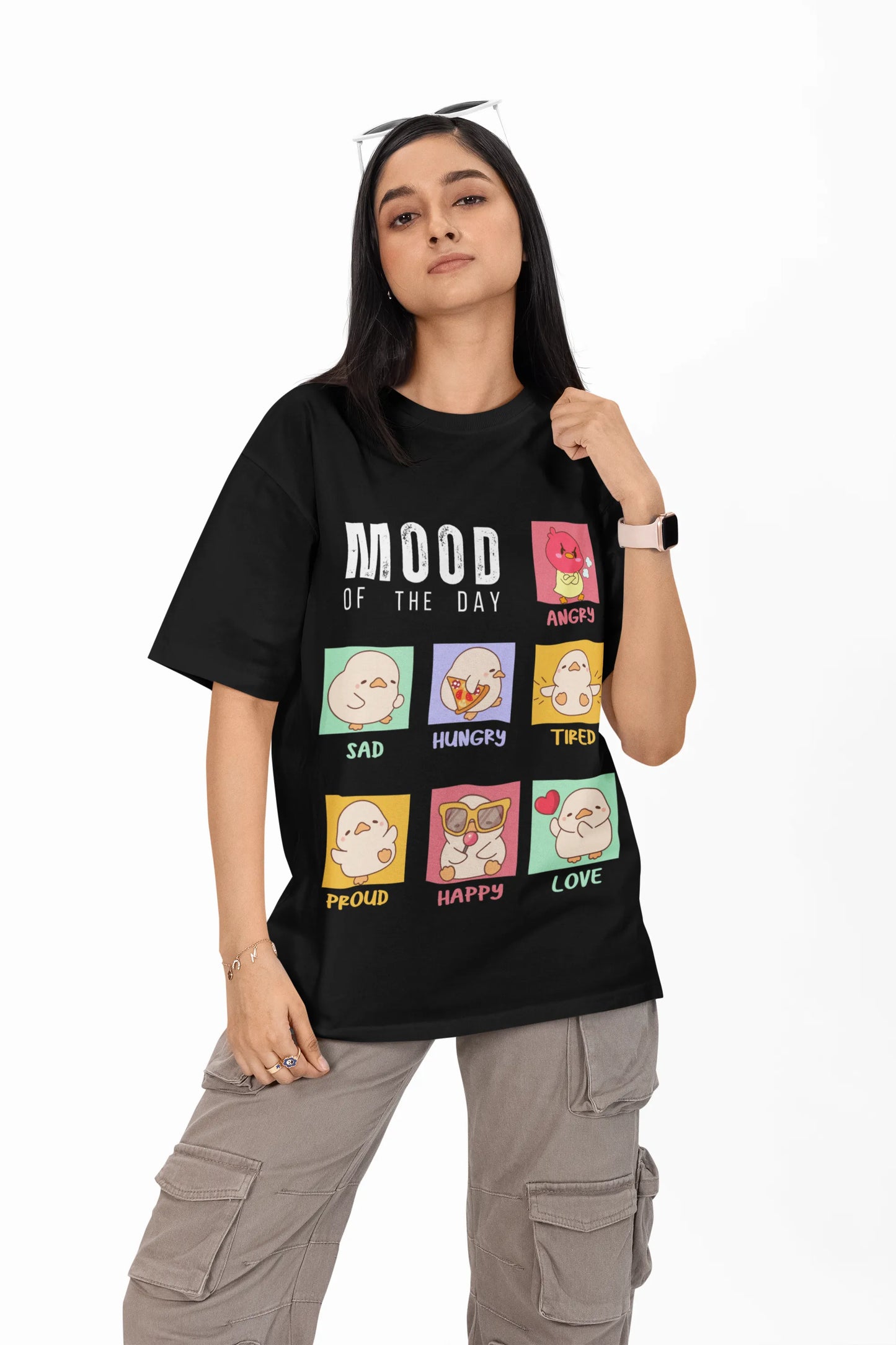 "Mood Chick Emotions T-Shirt – Cute Kawaii Cartoon Tee" | Women’s T-shirt for Animal Lovers