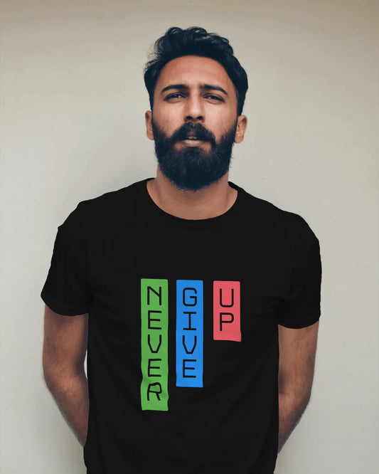"Never Give Up" | Men’s Motivational T-shirt