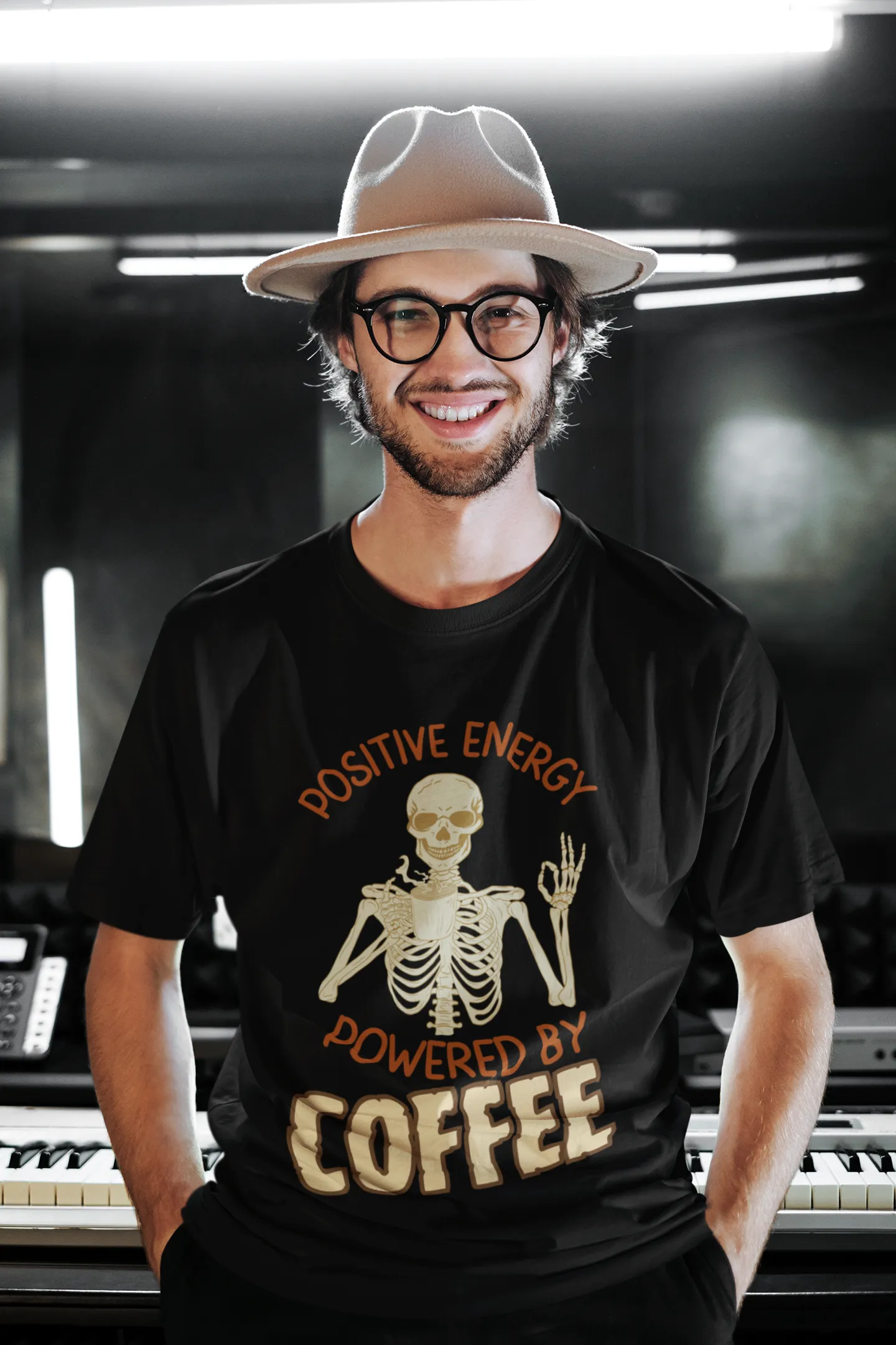 "Positive Energy Powered By Coffee" | Men’s Coffee Lovers T-shirt