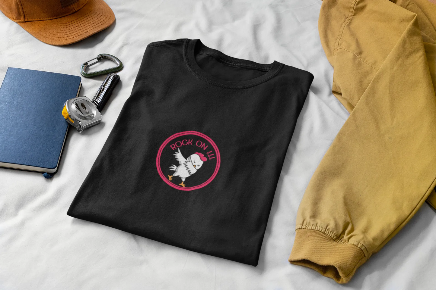 Rock On Dabbing Chicken Graphic T-Shirt for Men