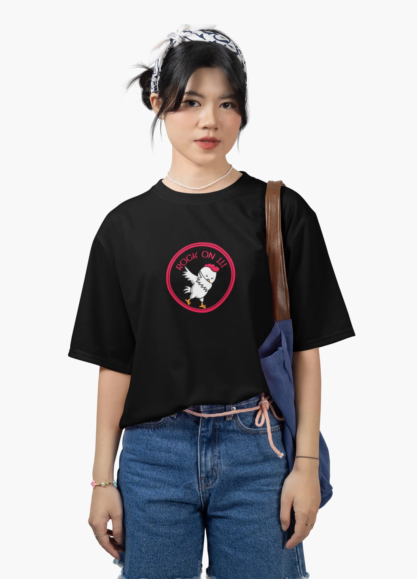 Rock On Dabbing Chicken Graphic T-Shirt for Women