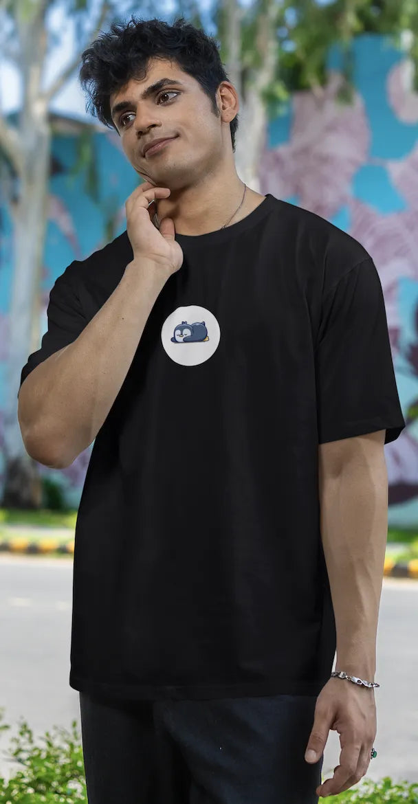 "Sleepy Penguin T-Shirt – Cute Chill Vibes Cartoon Tee" | Men’s T-shirt for Cartoon Lovers