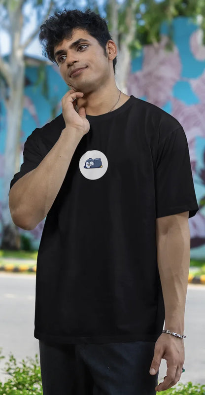 "Sleepy Penguin T-Shirt – Cute Chill Vibes Cartoon Tee" | Men’s T-shirt for Cartoon Lovers