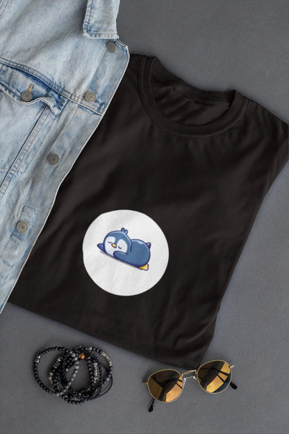 "Sleepy Penguin T-Shirt – Cute Chill Vibes Cartoon Tee" | Men’s T-shirt for Cartoon Lovers