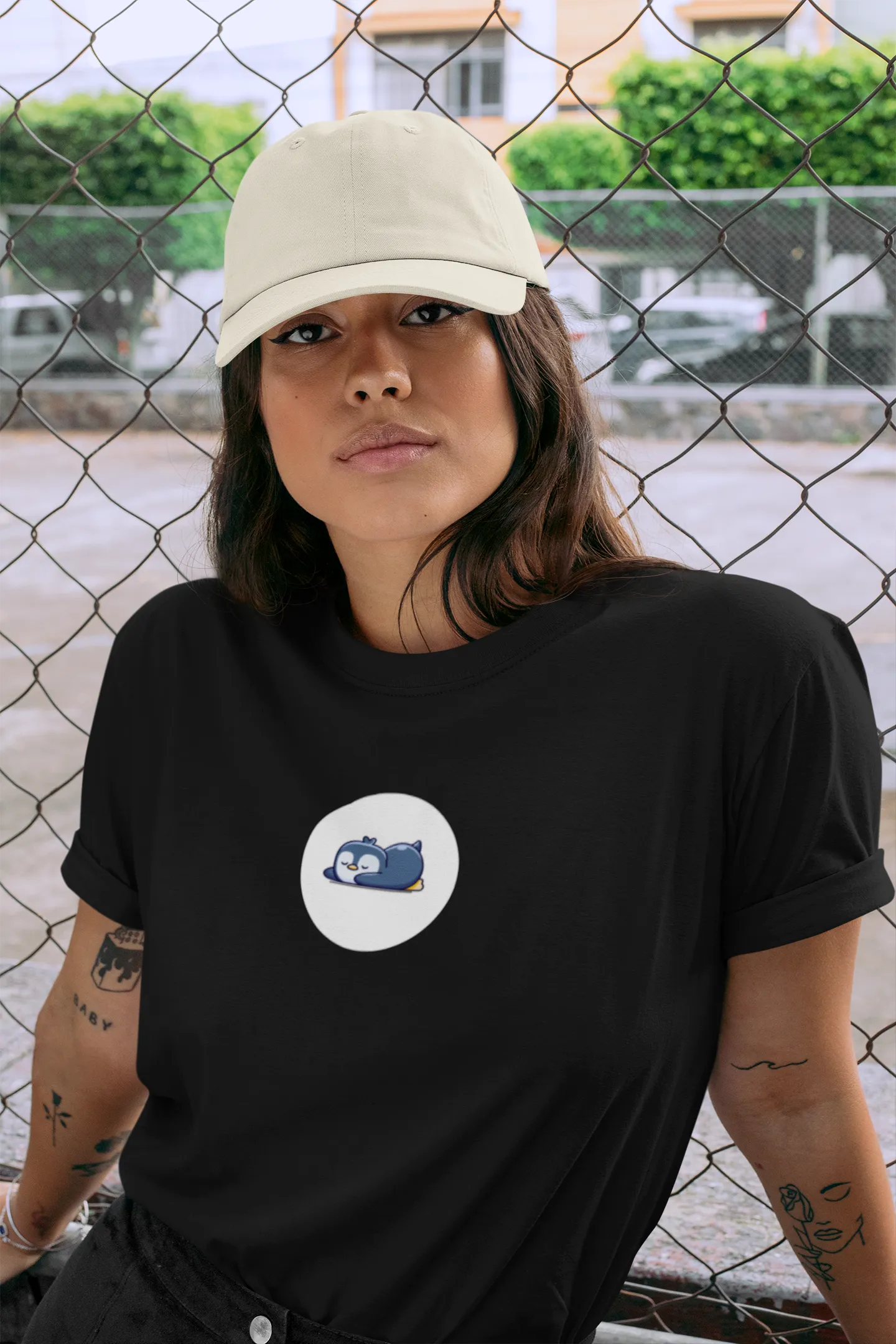 "Sleepy Penguin T-Shirt – Cute Chill Vibes Cartoon Tee" | Women’s T-shirt for Cartoon Lovers