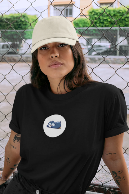 "Sleepy Penguin T-Shirt – Cute Chill Vibes Cartoon Tee" | Women’s T-shirt for Cartoon Lovers