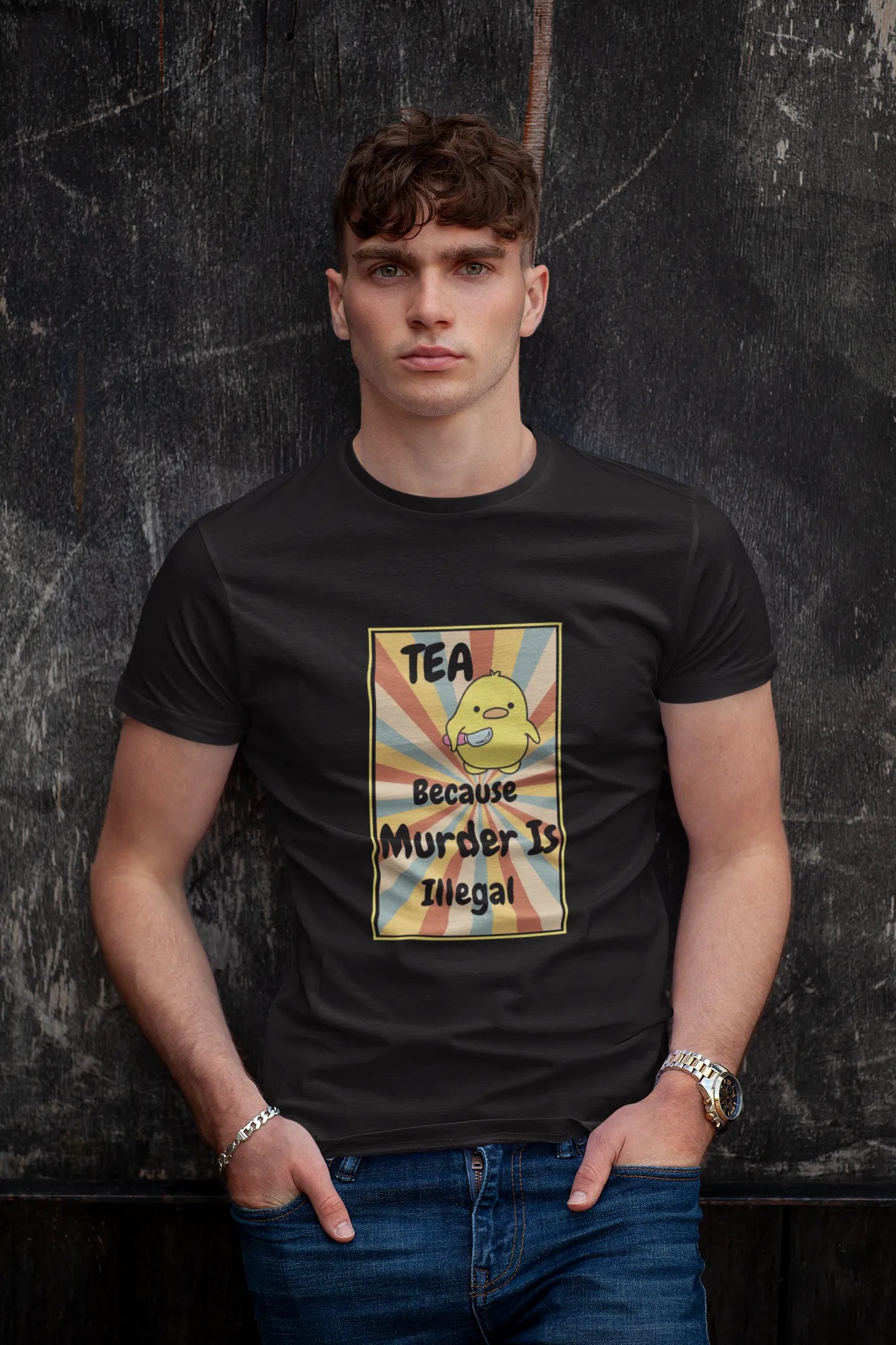 "Tea - Because Murder is Illegal" | Men’s T-shirt for Tea Lovers