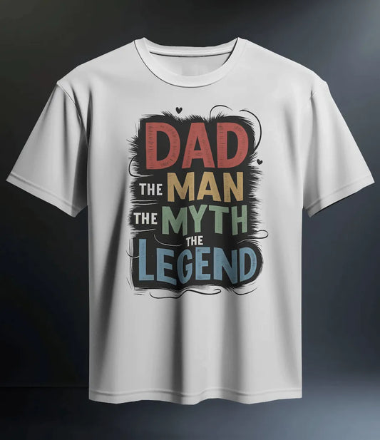 “Dad: The Man, The Myth, The Legend” Off White T-Shirt – Bold Gift for Fathers