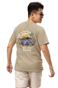 Double Impact Travel-Adventure T-shirt – Beach Vibes | Men's Beige T-shirt for Travel and Adventure Lovers