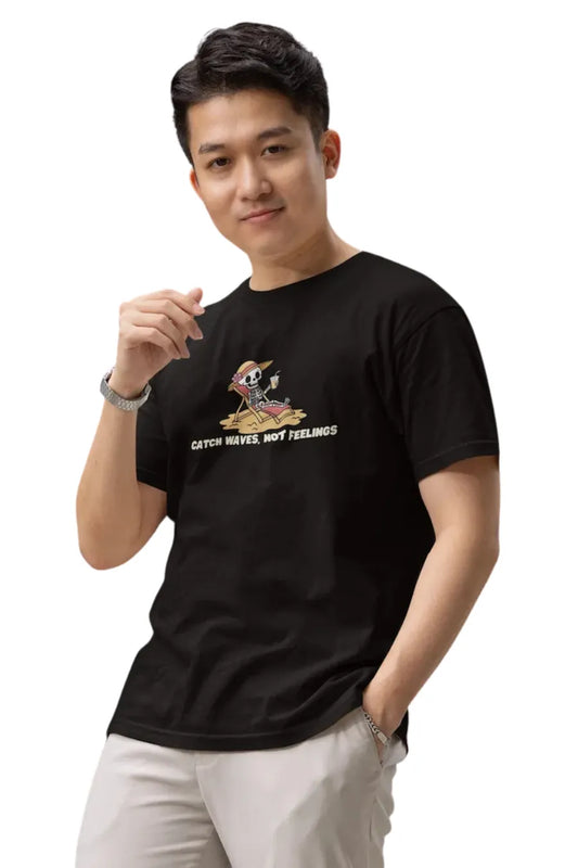 Double Impact Travel-Adventure T-shirt – Beach Vibes | Men's Black T-shirt for Travel and Adventure Lovers