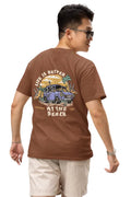 Double Impact Travel-Adventure T-shirt – Beach Vibes | Men's Rust T-shirt for Travel and Adventure Lovers