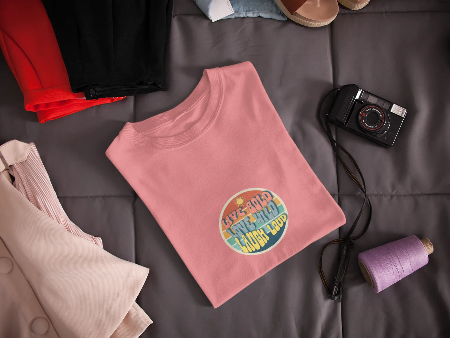 "Live Bold_Love Wild_Laugh Loud" | Women’s Motivational T-shirt