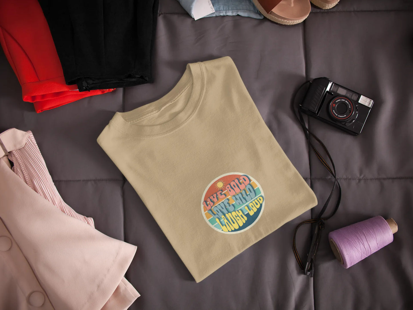 "Live Bold_Love Wild_Laugh Loud" | Women’s Motivational T-shirt