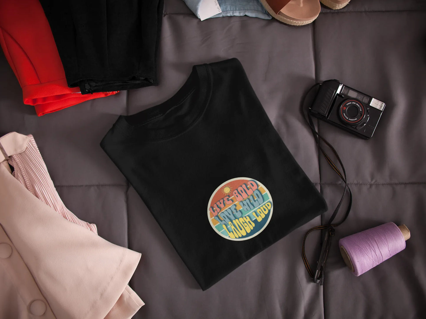 "Live Bold_Love Wild_Laugh Loud" | Women’s Motivational T-shirt