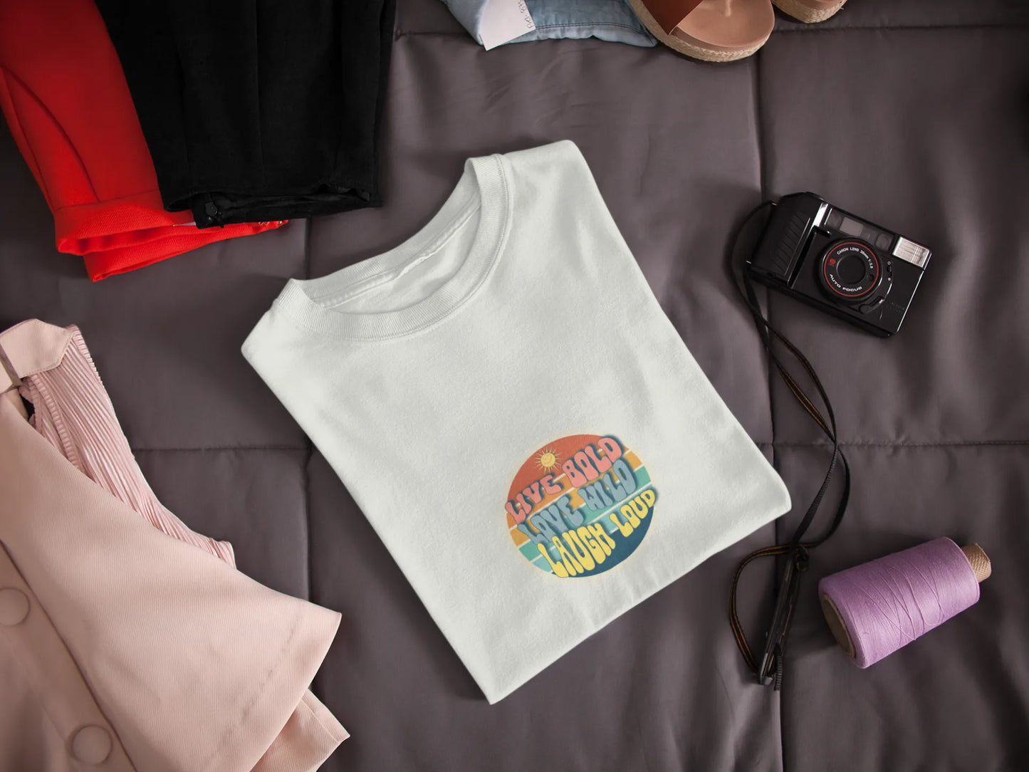 "Live Bold_Love Wild_Laugh Loud" | Women’s Motivational T-shirt