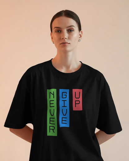 "Never Give Up" | Women’s Motivational T-shirt