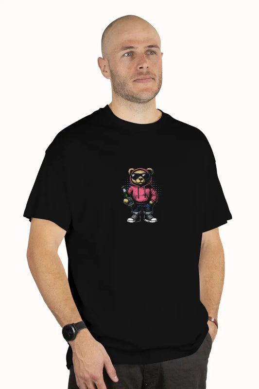 Graphic T-Shirt With Bear Print | Men's Black T-shirt for those who love Cheer Culture