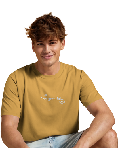 I Am Very Greatful | Men's Mustard T-shirt | Double Impact