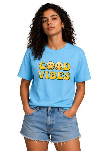 Good Vibes | Women's SkyBlue T-shirt | Cartoon