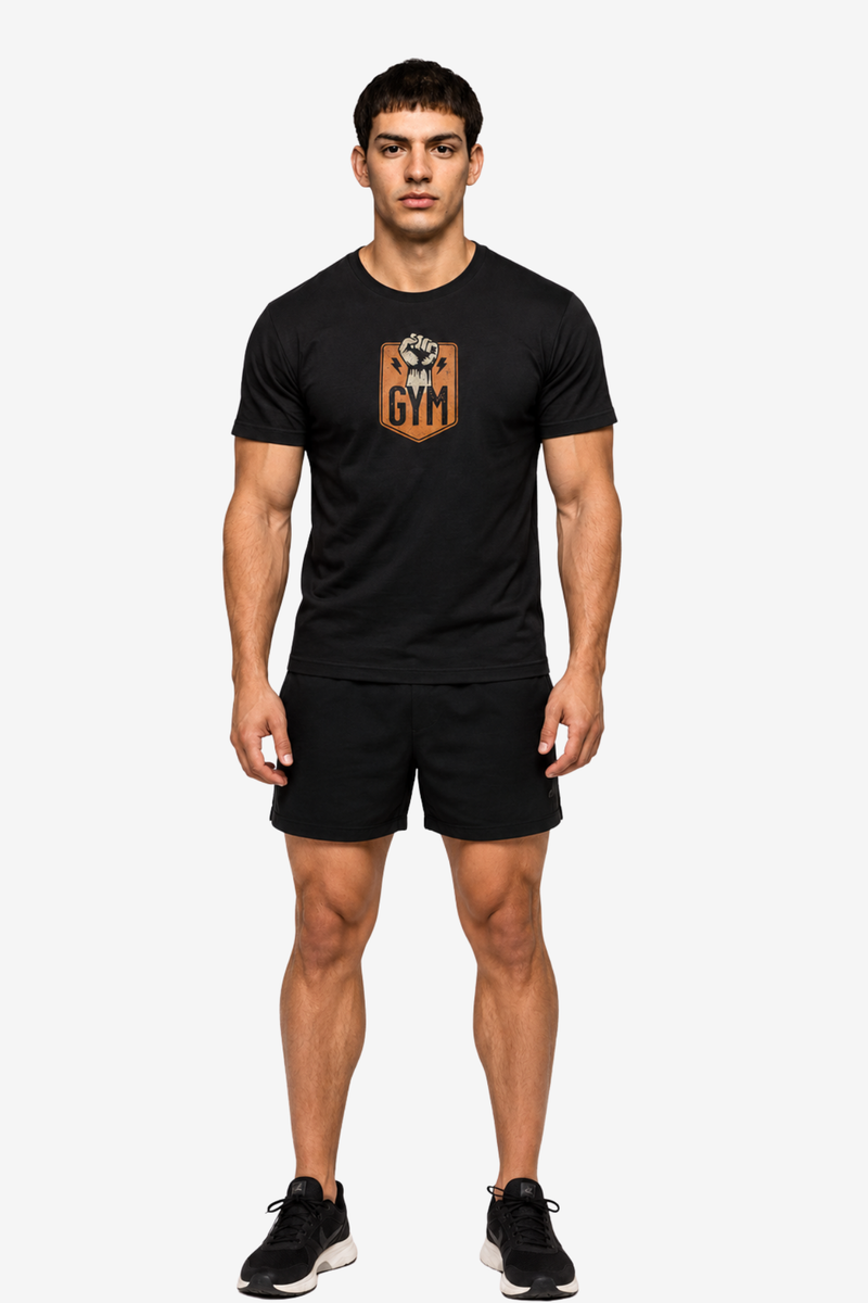 Gym Badge | Men's Black T-shirt | Muscle and Mind