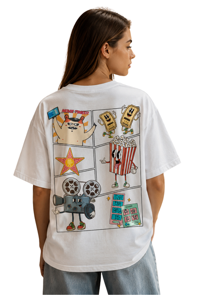 Movie Time | Women's Off-White T-shirt | Cartoon