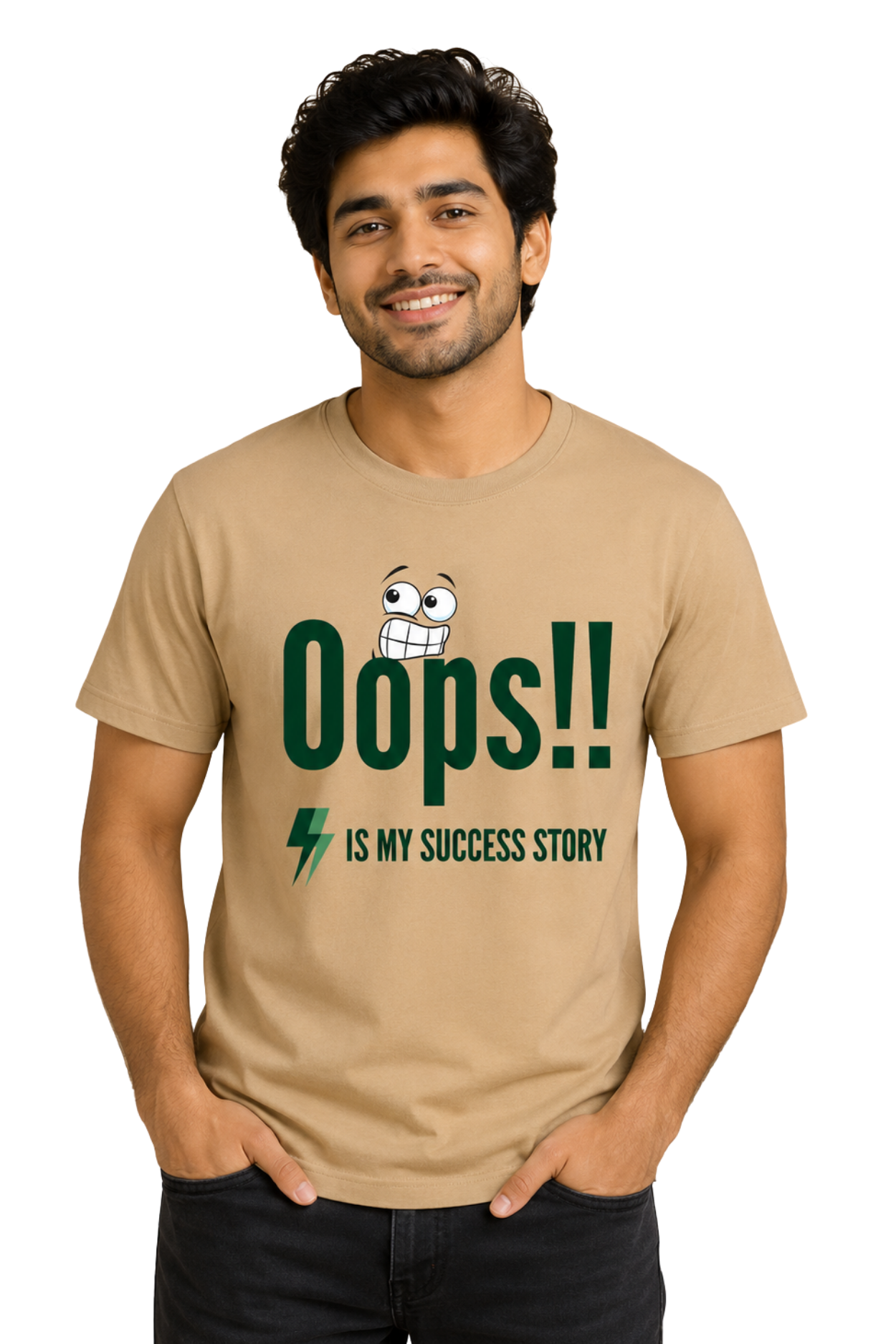 Oops | Men's Beige T-shirt | Motivational