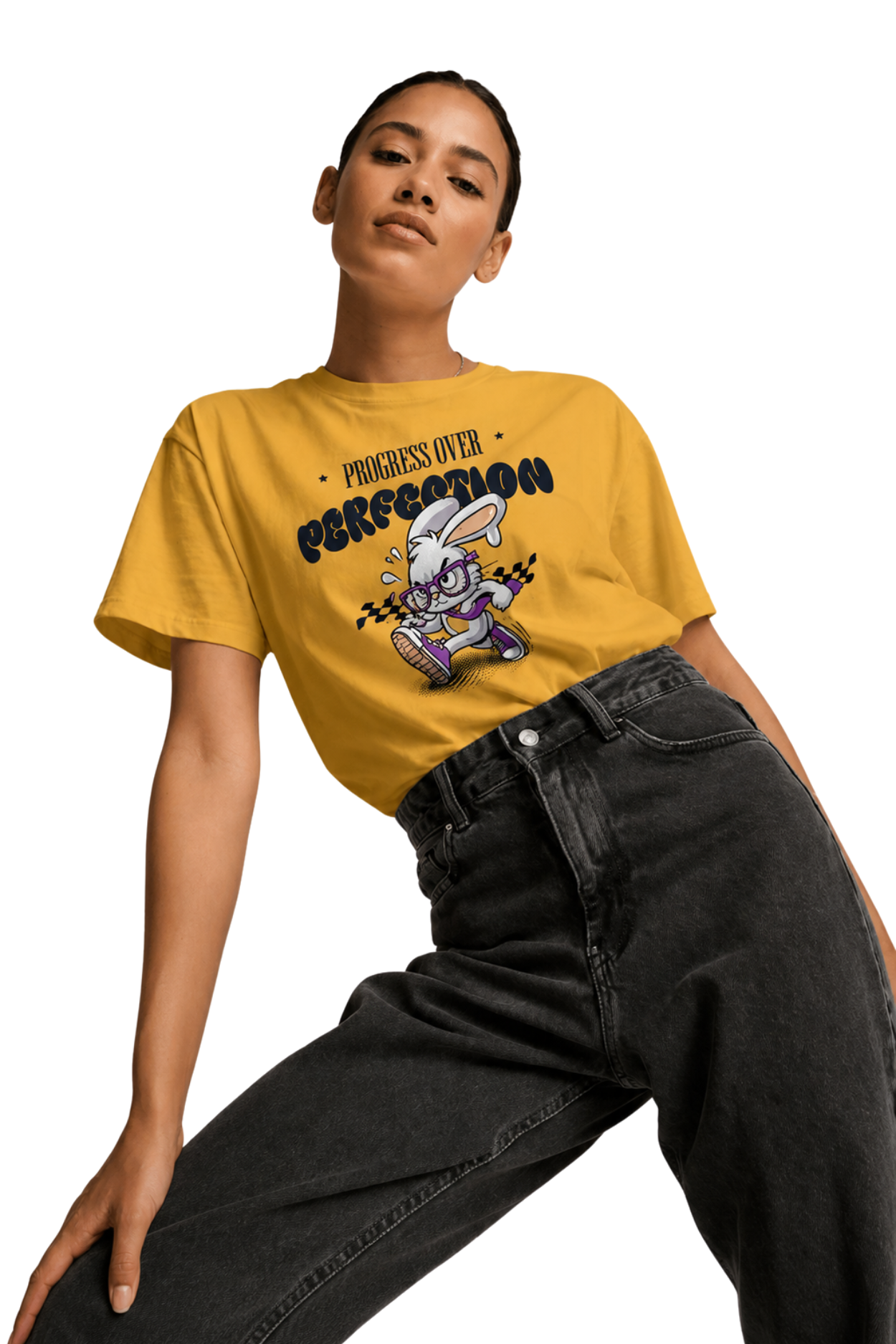Progress Over Perfection | Women's Mustard T-shirt | Motivational