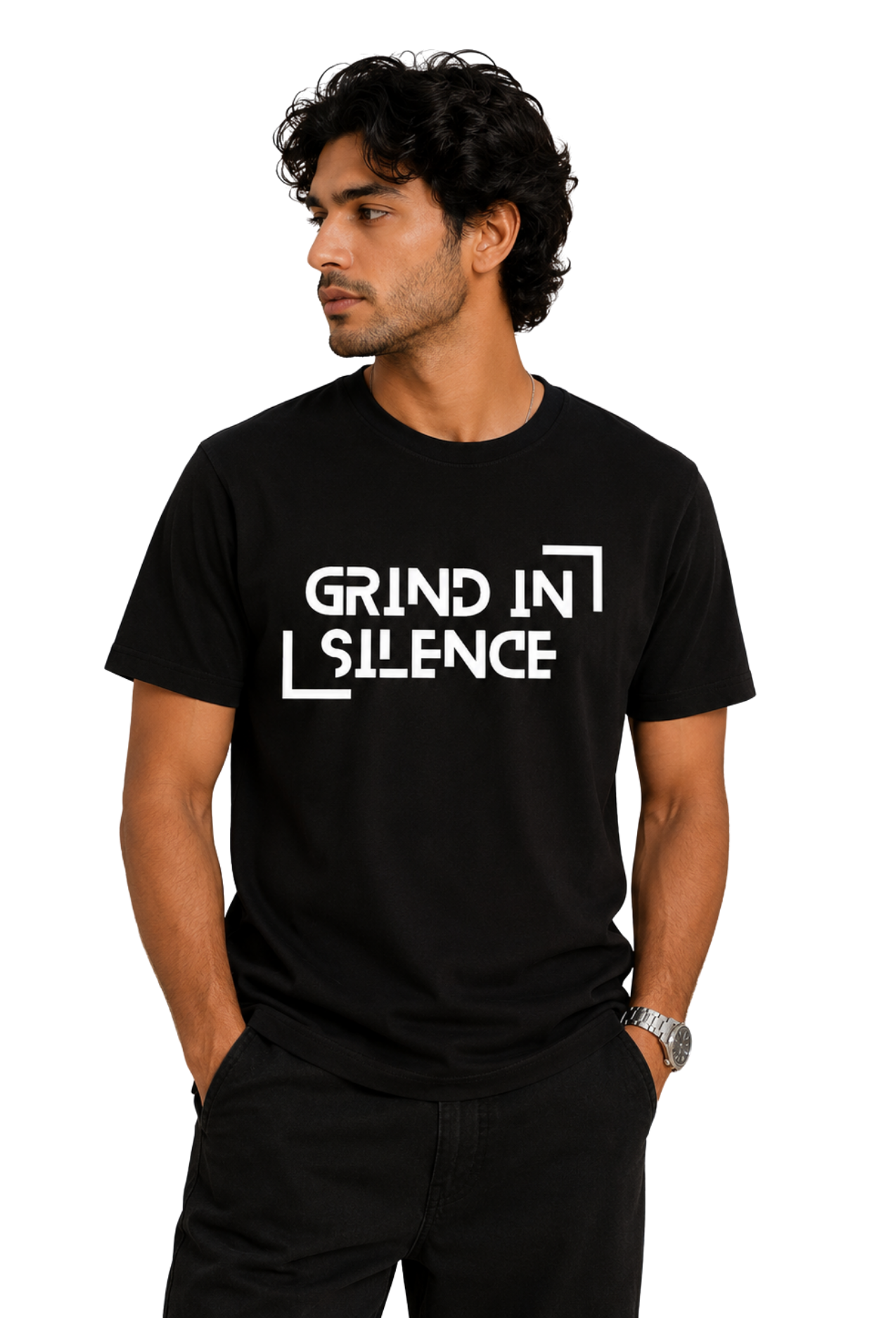 Grind In Silence | Men's Black T-shirt | Motivational