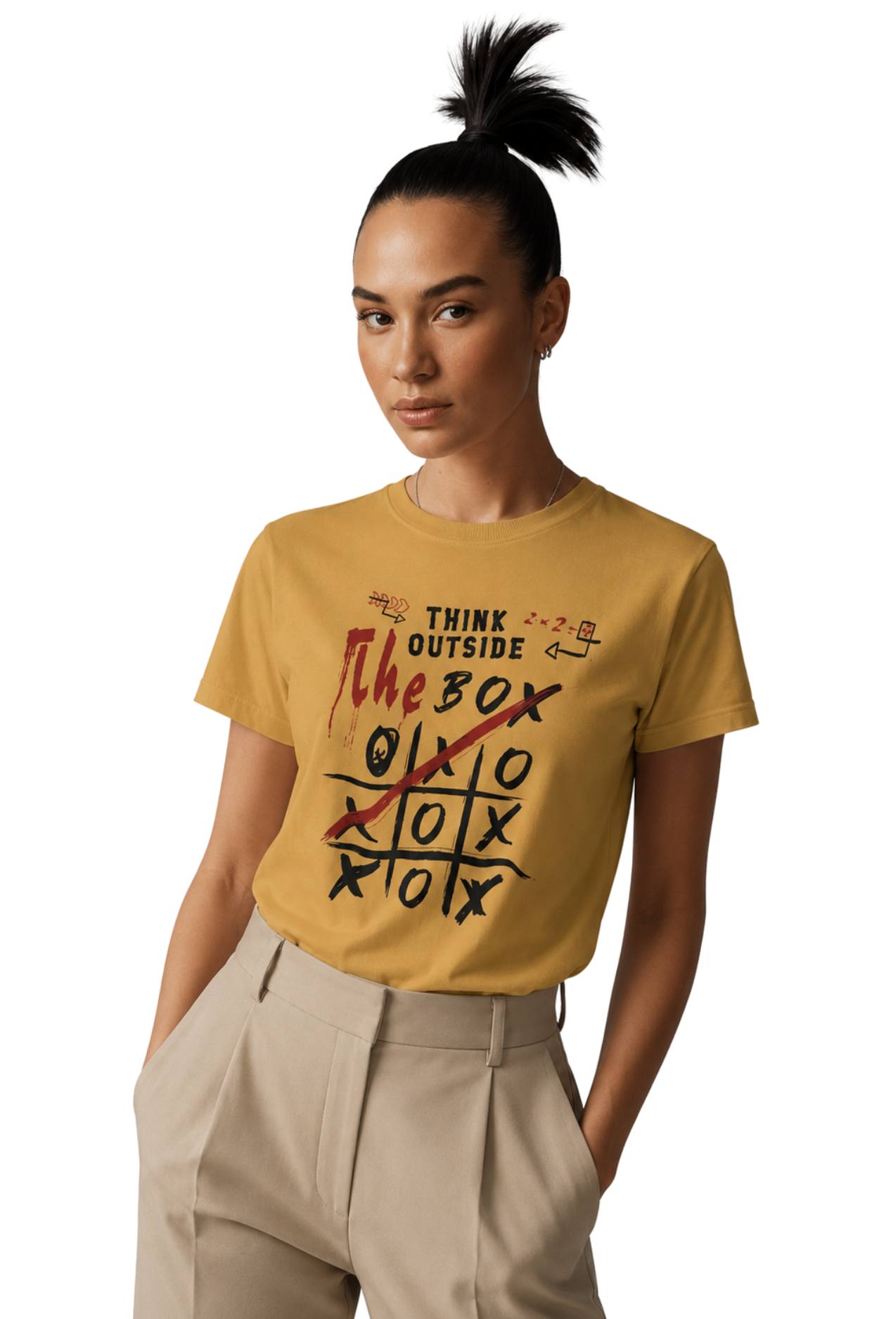Think Outside | Women's Mustard T-shirt | Motivational