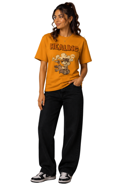 Healing Vibes | Women's Mustard T-shirt | Cartoon