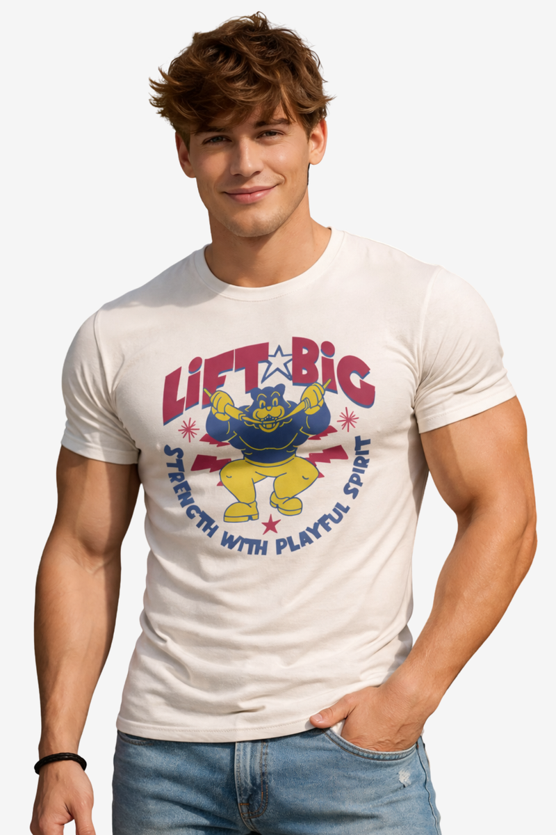 Lift Big | Men's Off-White T-shirt | Muscle and Mind