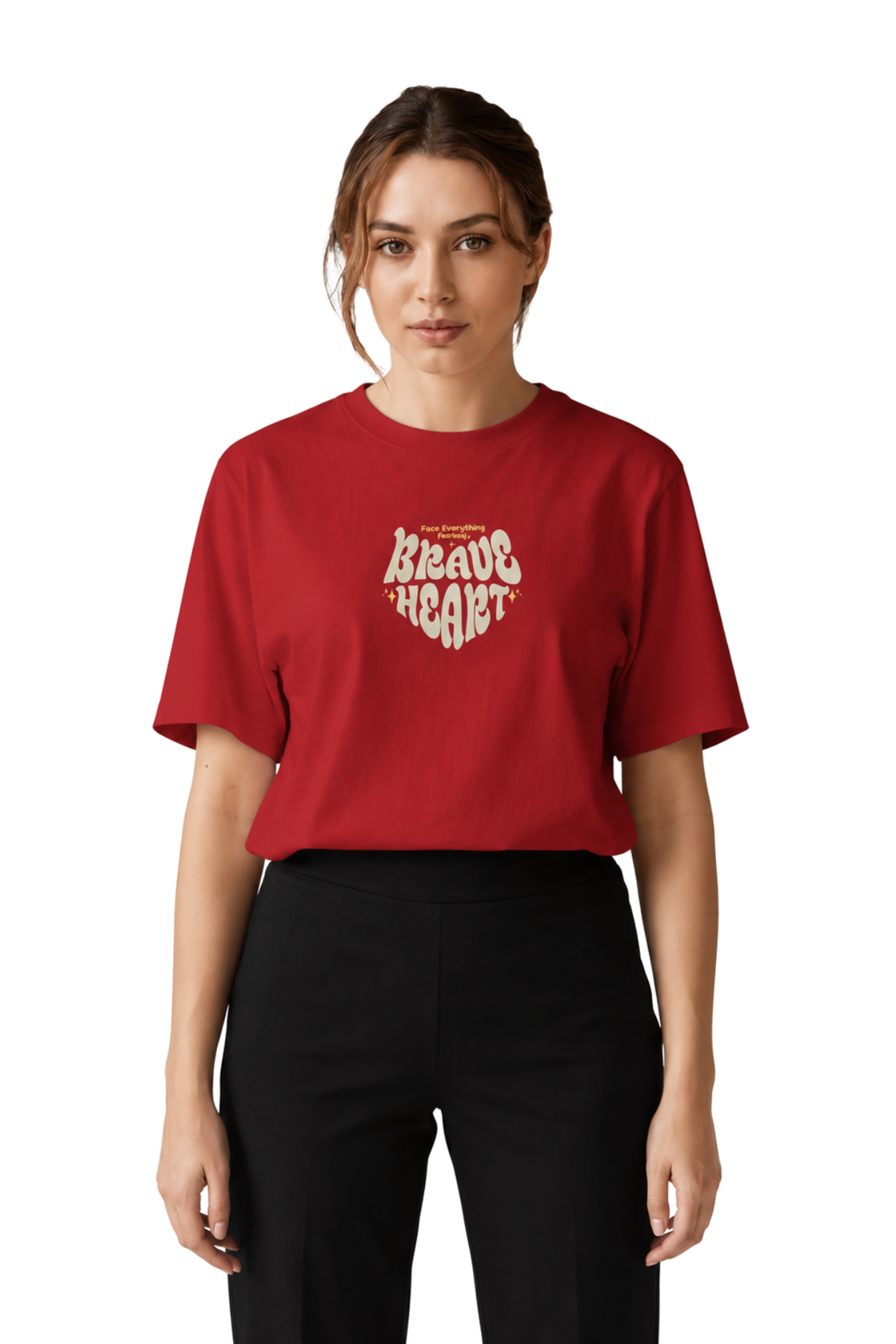 Brave Heart | Women's Red T-shirt | Motivational