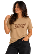 Grind In Silence | Women's Beige T-shirt | Motivational