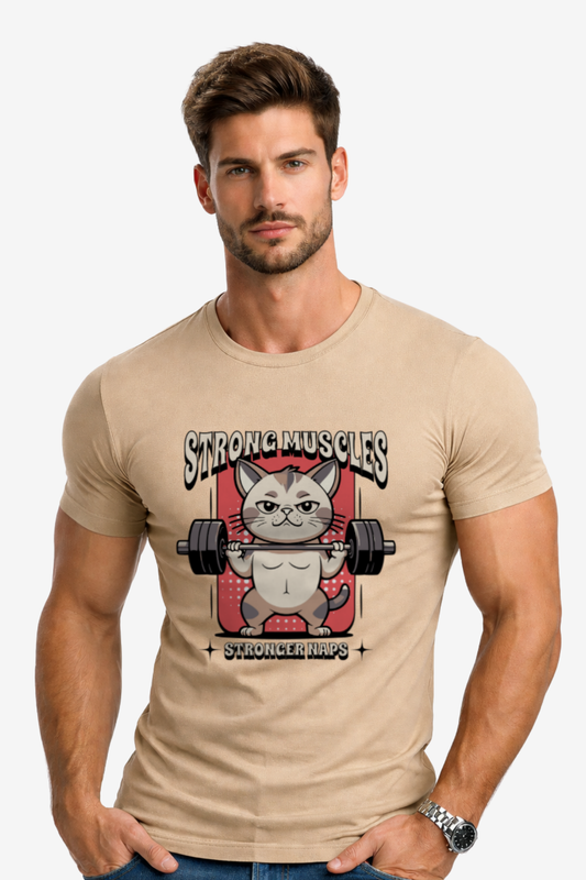 Strong Muscles | Men's Beige T-shirt | Muscle and Mind