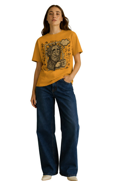 Lazy Bean | Women's Mustard T-shirt | Cartoon