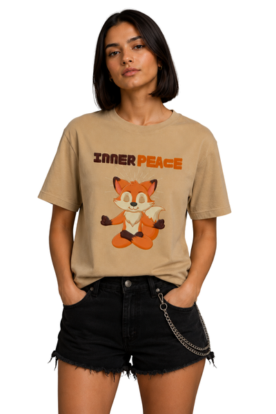 Inner Peace | Women's Beige T-shirt | Cartoon