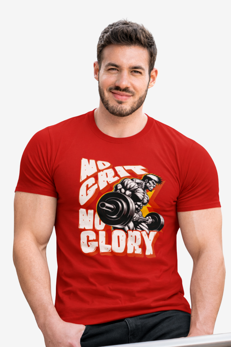 No Grit No Glory | Men's Red T-shirt | Muscle and Mind