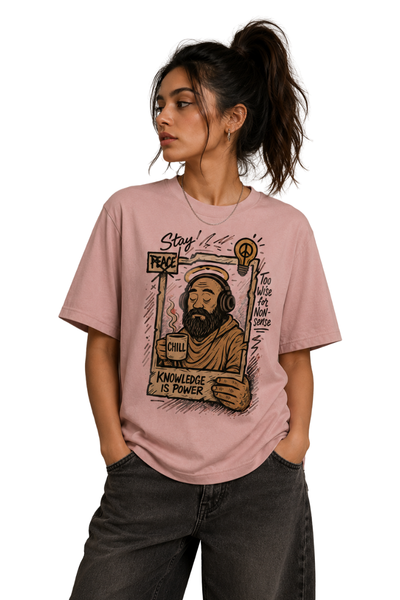 Chill Monk | Women's Pink T-shirt | Cartoon