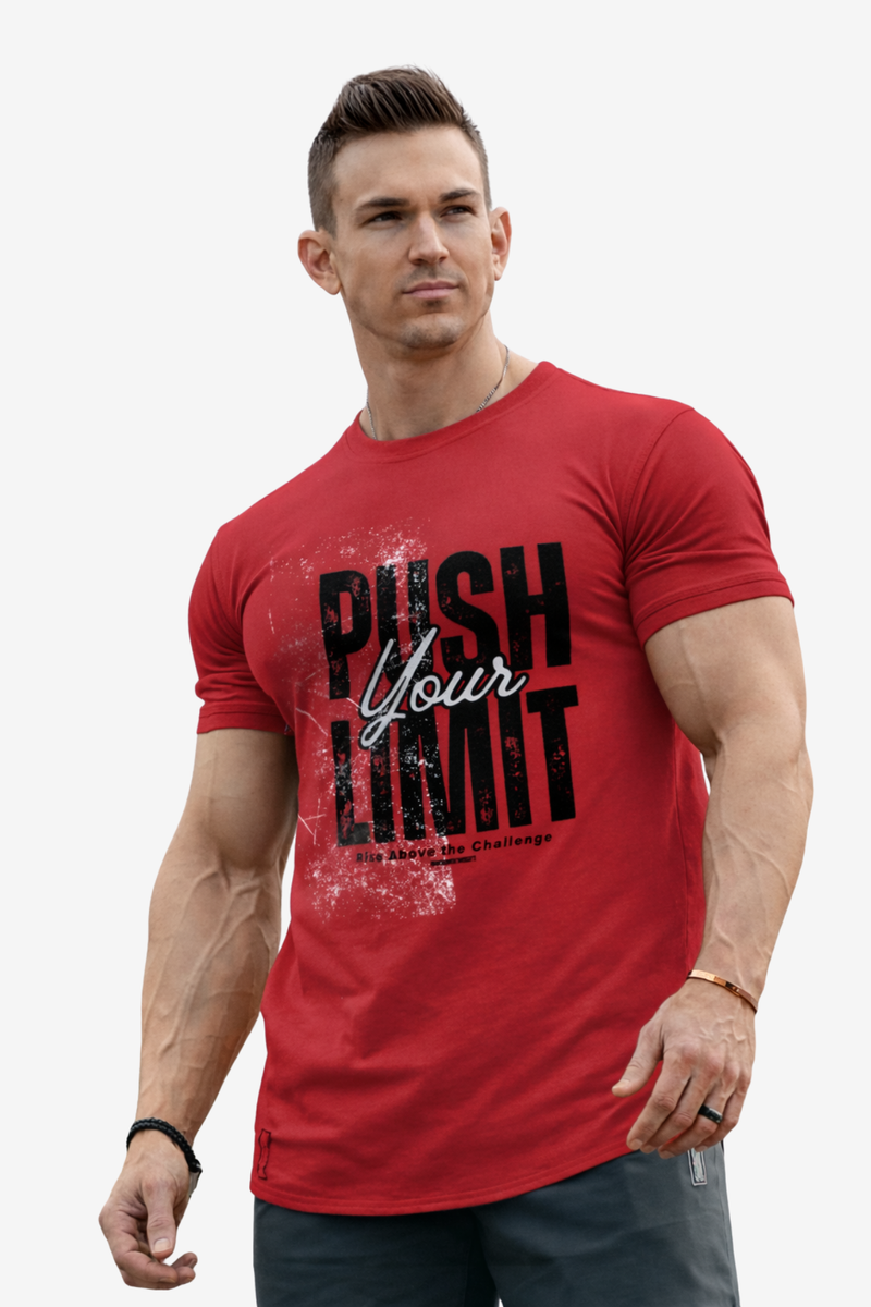 Push Your Limit | Men's Red T-shirt | Muscle and Mind