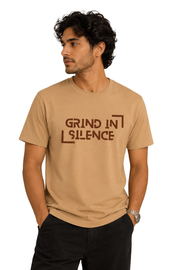 Grind In Silence | Men's Beige T-shirt | Motivational