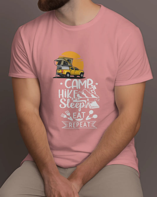 "Camp_Hike_Sleep_Eat_Repeat" | Men 's T-Shirt for Travellers