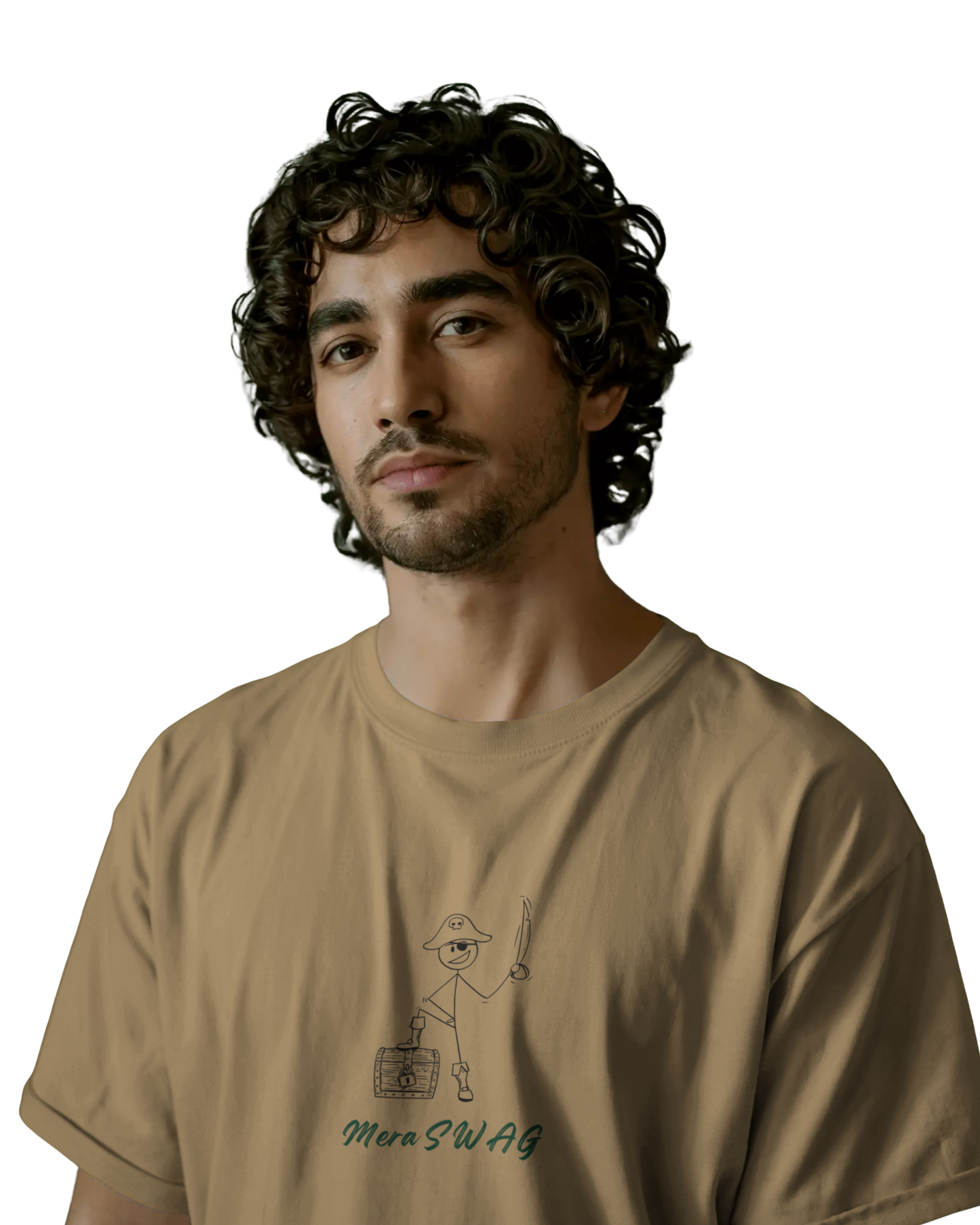 Mera Swag Doodle Vibe | Men's Beige T-shirt | Double Impact