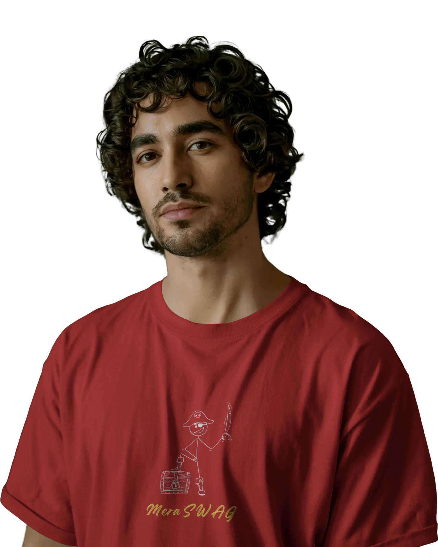 Mera Swag Doodle Vibe | Men's Red T-shirt | Double Impact