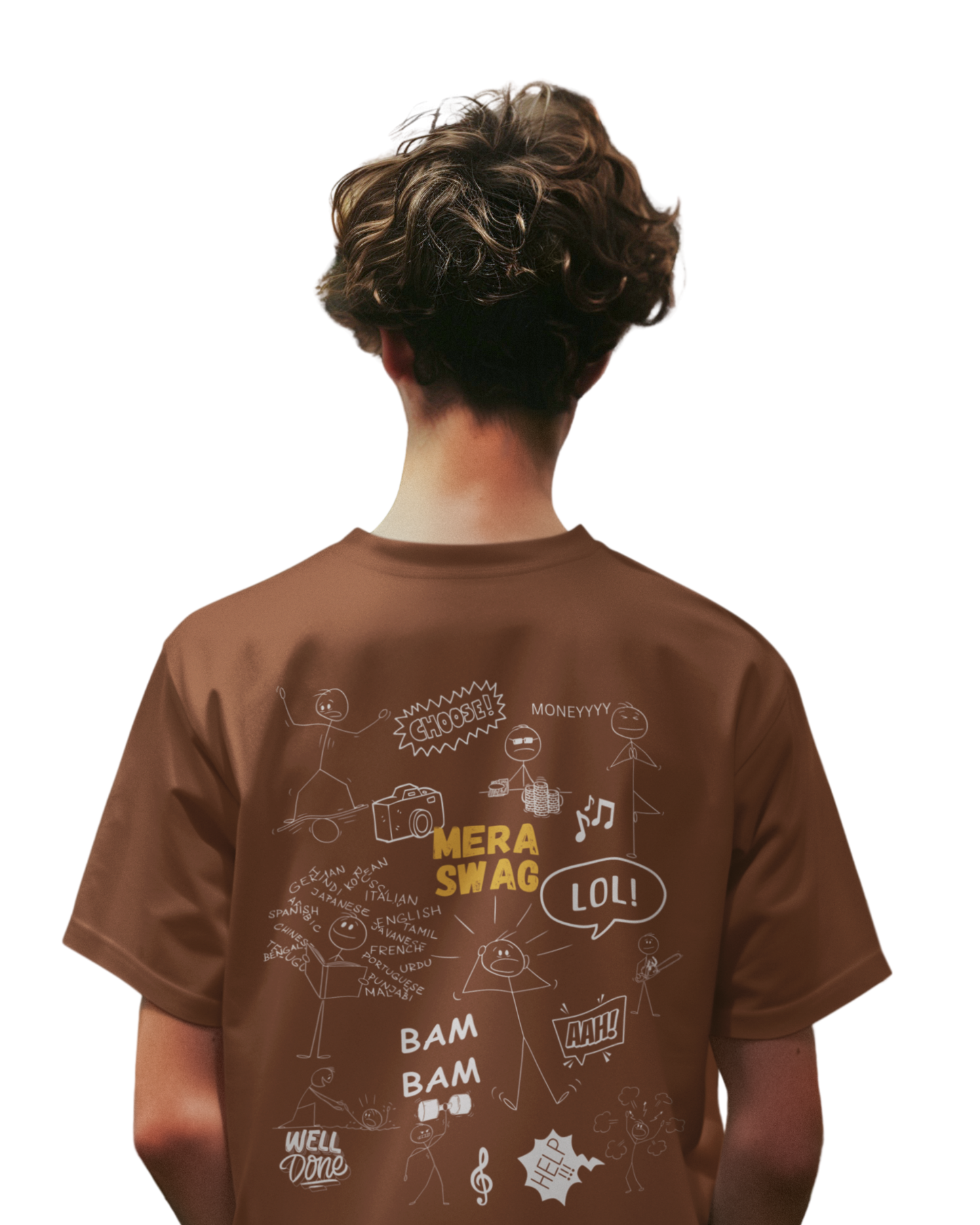 Mera Swag Doodle Vibe | Men's Rust T-shirt | Double Impact