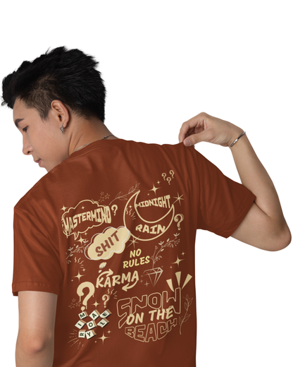 Midnight Karma Chaos Vibe | Men's Rust T-shirt | Double Impact