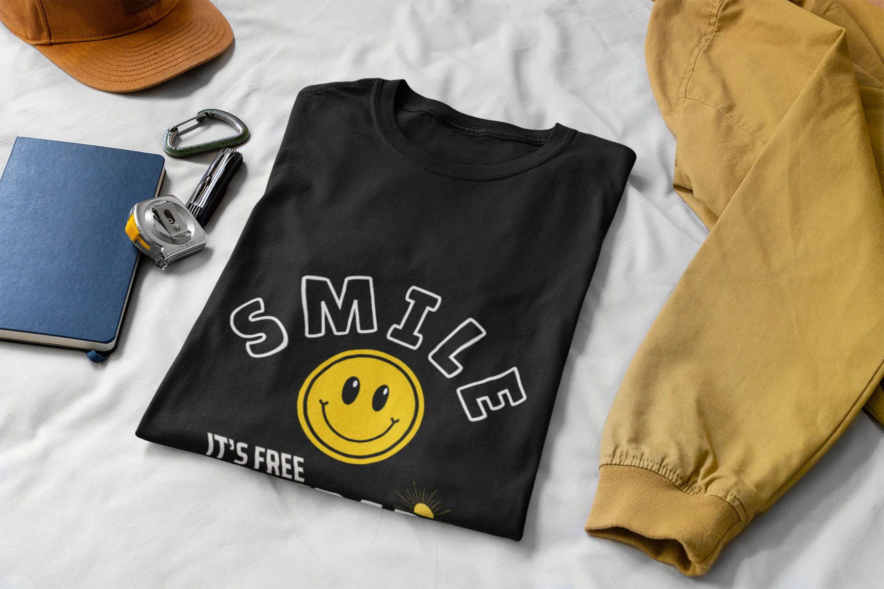 "Smile_It's Free Therapy" | Women’s Motivational T-shirt