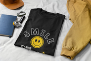 "Smile_It's Free Therapy" | Women’s Motivational T-shirt