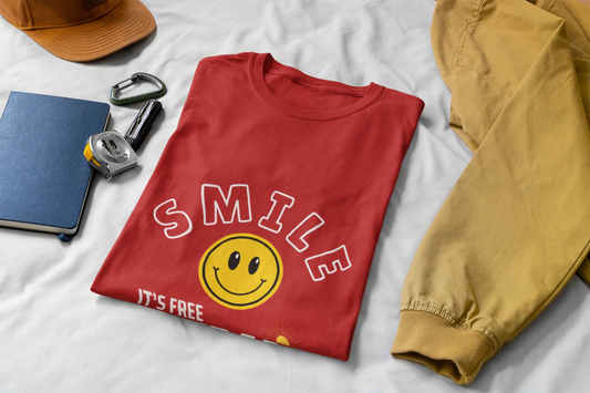 "Smile_It's Free Therapy" | Women’s Motivational T-shirt